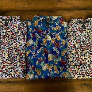 *LOT of 3* Ralph Lauren floral cottagecore sheer buttonup shirts 3/4 sleeves EUC